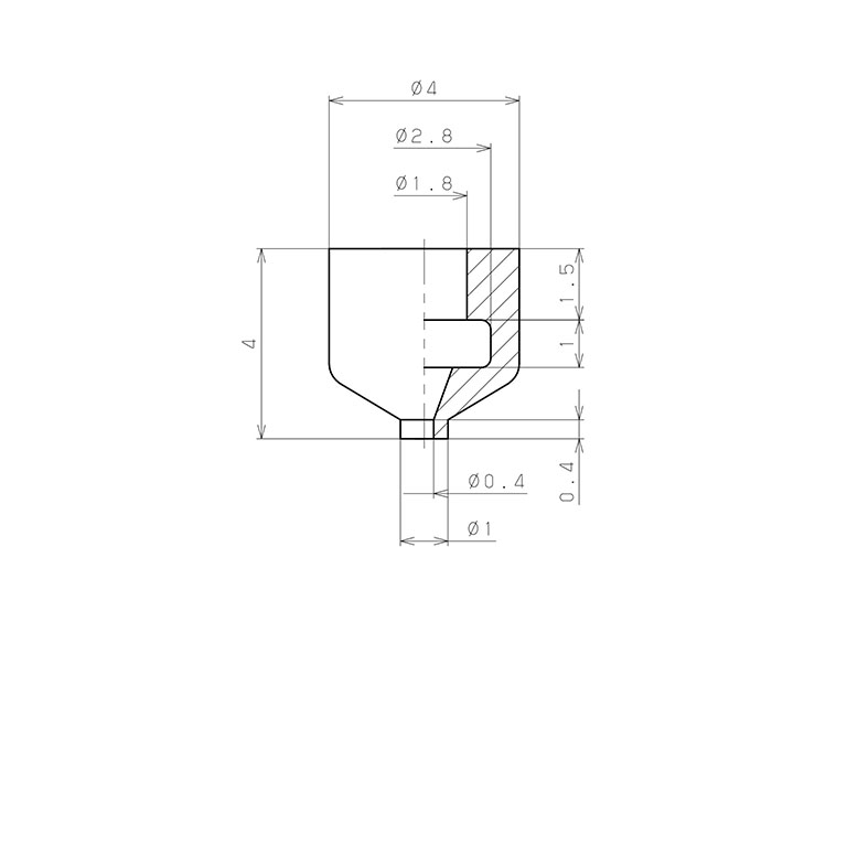 Đầu Nấm Hút Chân Không, Butadien Dẫn Điện (Điện Trở Thấp), O.D 1 mm, Pisco VP1RME_drawing