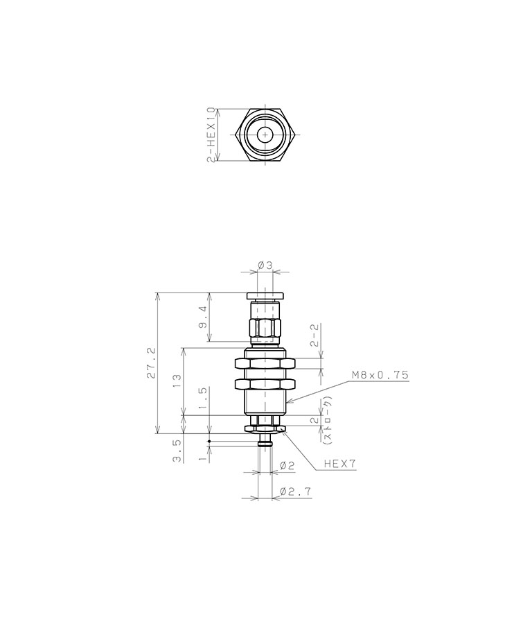 Bộ Nấm Hút Chân Không Và Giá Đỡ, Silicone, O.D 4 mm, Pisco VPMC4-2RMS-3J_drawing