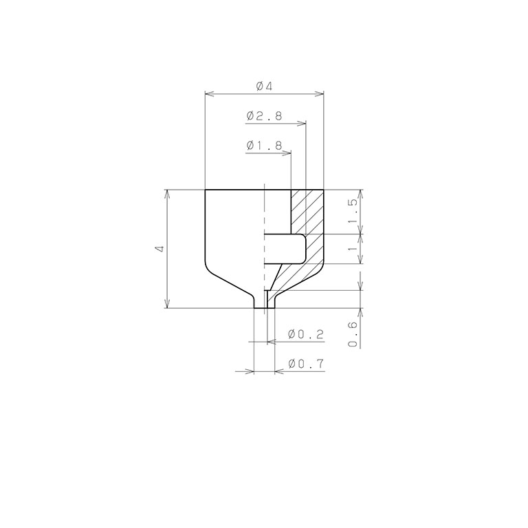 Đầu Nấm Hút Chân Không, Silicone Dẫn Điện, O.D 0.7 mm, Pisco VP0.7RMSE_drawing