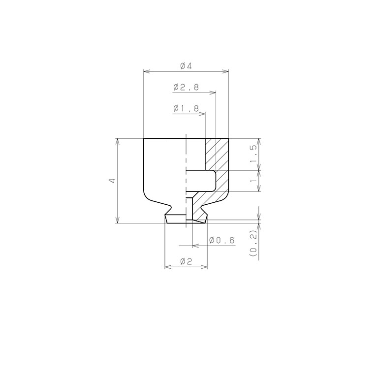 Đầu Nấm Hút Chân Không, Cao Su Nitrile Thực Phẩm, O.D 2 mm, Pisco VP2RMG_drawing