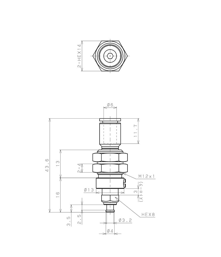 Giá Đỡ Nấm Hút Chân Không Có Lò Xo, Pisco VPC-T8-3-6J_drawing