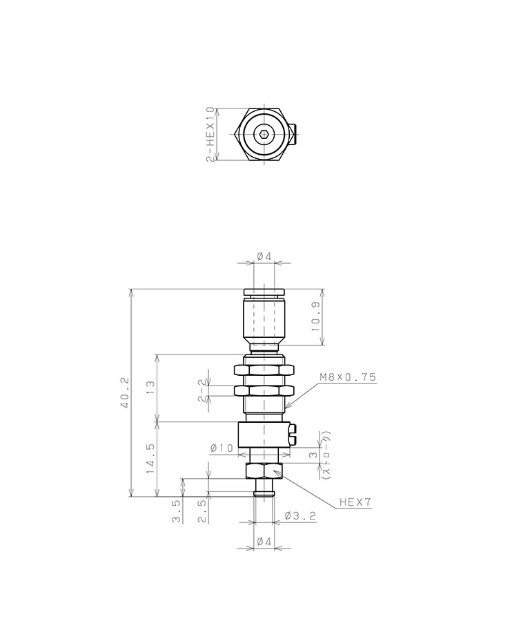 Giá Đỡ Nấm Hút Chân Không Có Lò Xo, Pisco VPSC-T8-3-4J_drawing