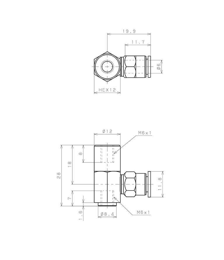 Giá Đỡ Nấm Hút Chân Không, Pisco VPB-M6-6J_drawing