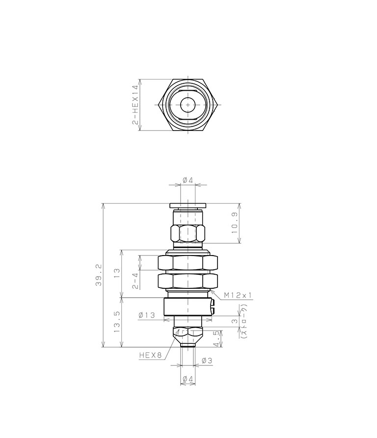 Giá Đỡ Nấm Hút Chân Không Có Lò Xo, Pisco VPC-H3-3-4J_drawing