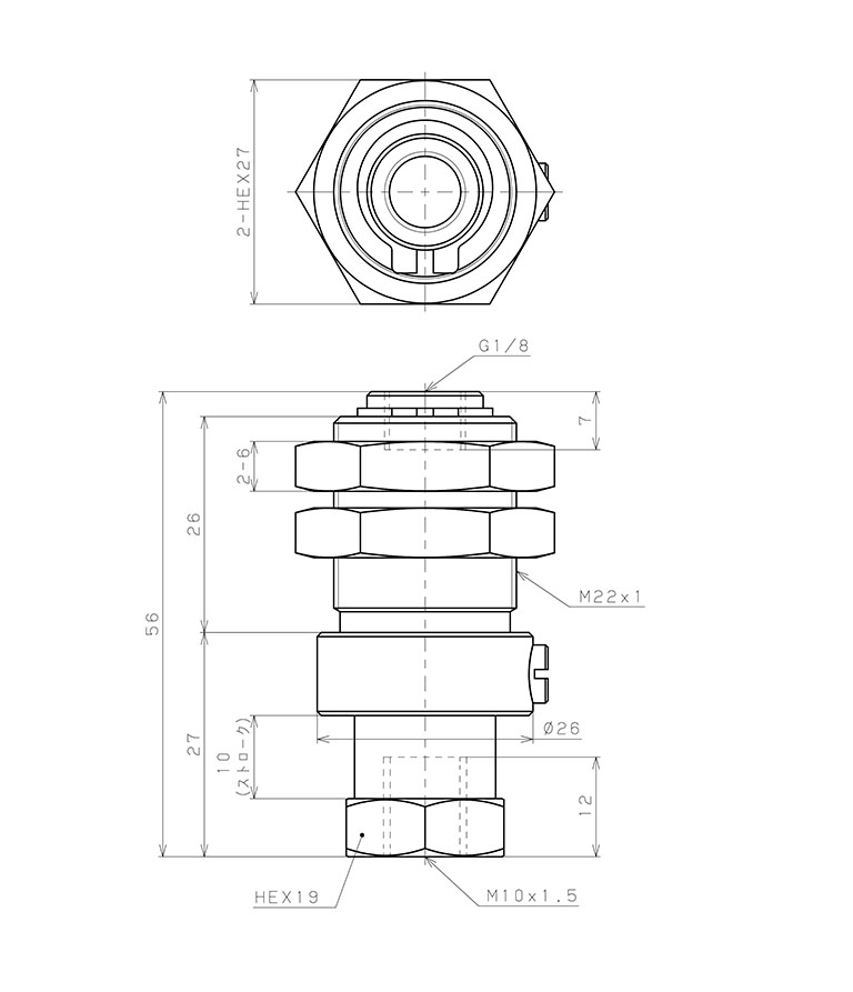 Giá Đỡ Nấm Hút Chân Không Có Lò Xo, Pisco VPC-M10-10-G1_drawing