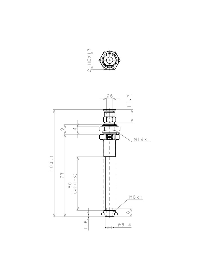 Giá Đỡ Nấm Hút Chân Không Có Lò Xo, Pisco VPOC-M6-50-6J_drawing