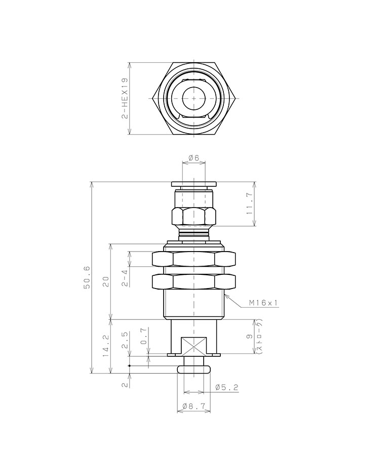 Giá Đỡ Nấm Hút Chân Không Có Lò Xo, Pisco VPHC-T15-9-6J_drawing