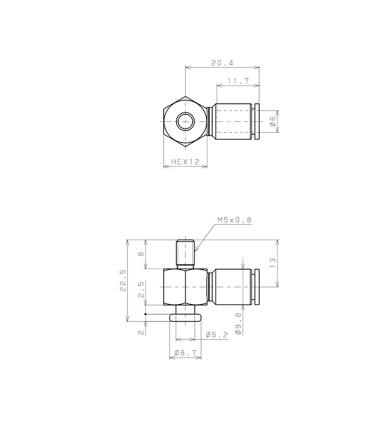 Giá Đỡ Nấm Hút Chân Không, Pisco VPHE-T15-6J_drawing