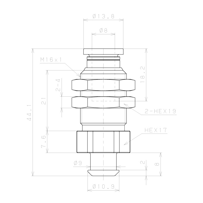Bộ Nấm Hút Chân Không Và Giá Đỡ Ngành Bao Bì, Silicone, O.D 25 mm, Pisco VPA25PBS45-8J-MF_drawing