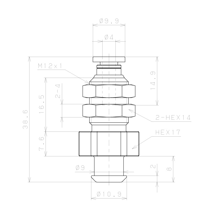 Bộ Nấm Hút Chân Không Và Giá Đỡ Ngành Bao Bì, Silicone, O.D 20 mm, Pisco VPA20PBS23-4J-FF_drawing
