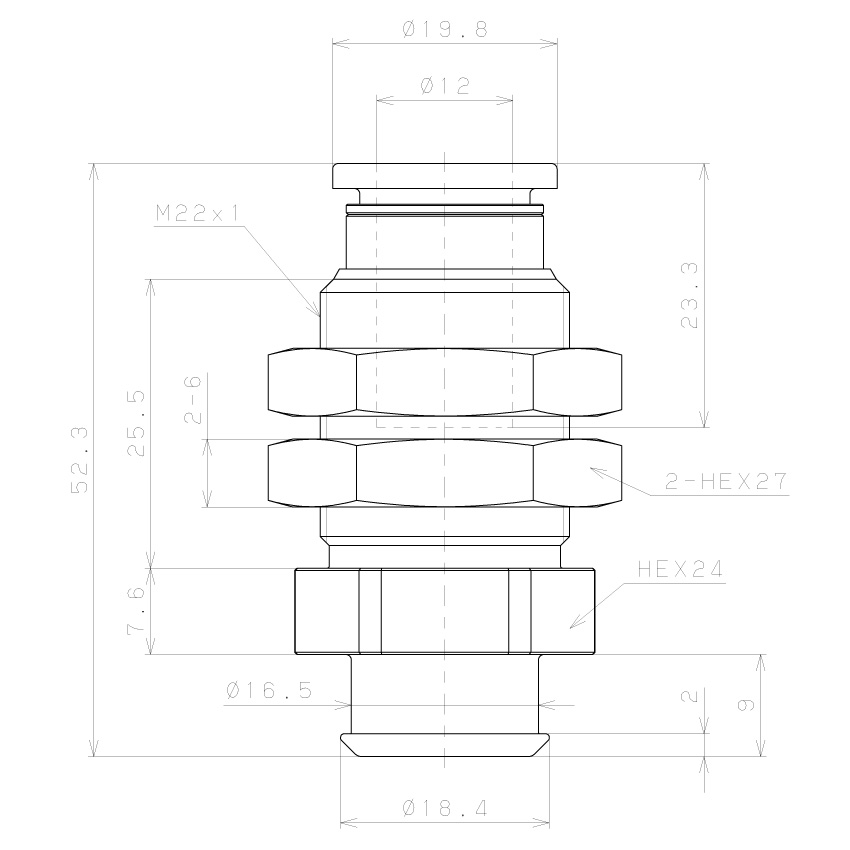 Bộ Nấm Hút Chân Không Và Giá Đỡ Ngành Bao Bì, Silicone, O.D 30 mm, Pisco VPA30PBS23-12J-MS_drawing