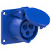 Ổ cắm gắn âm dạng thẳng PCE màu xanh 32A-230V-3P-6H-IP44