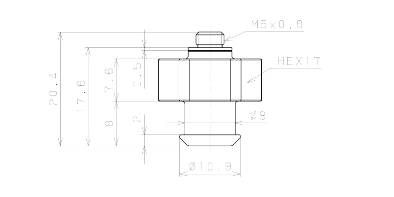 Bộ Nấm Hút Chân Không Và Giá Đỡ Ngành Bao Bì, Silicone, O.D 20 mm, Pisco VPE20PBS43-M5-MS_drawing