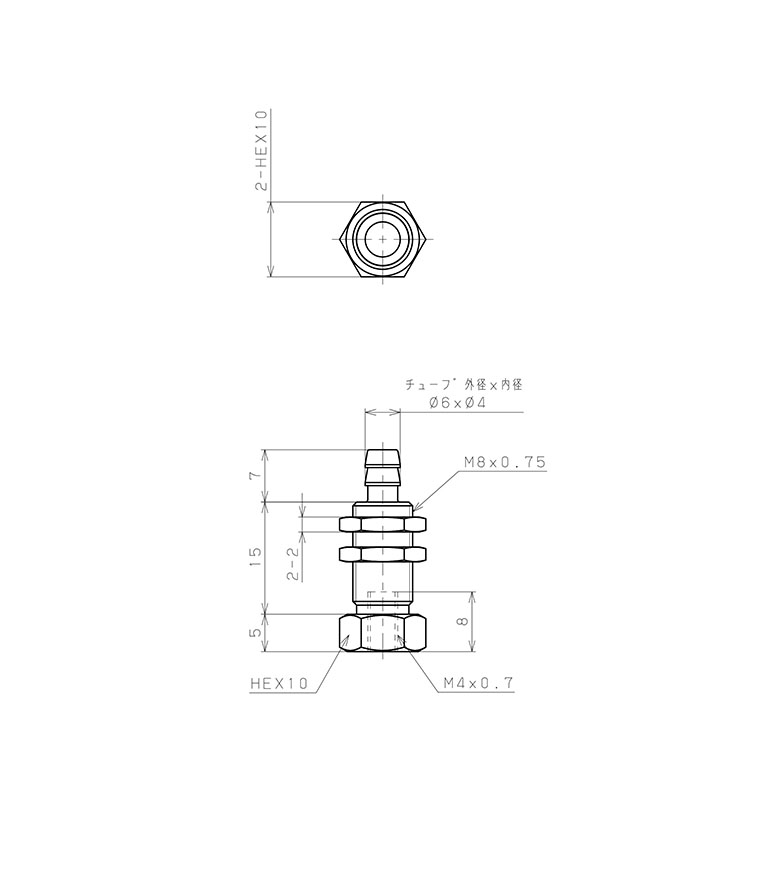 Bộ Nấm Hút Chân Không Và Giá Đỡ, Cao Su EPDM, O.D 8 mm, Pisco VPA8LBEP-6B_drawing