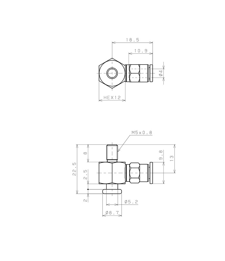 Bộ Nấm Hút Chân Không Và Giá Đỡ, Cao Su Nitrile - NBR, O.D 6 mm, Pisco VPHE6LBN-4J_drawing