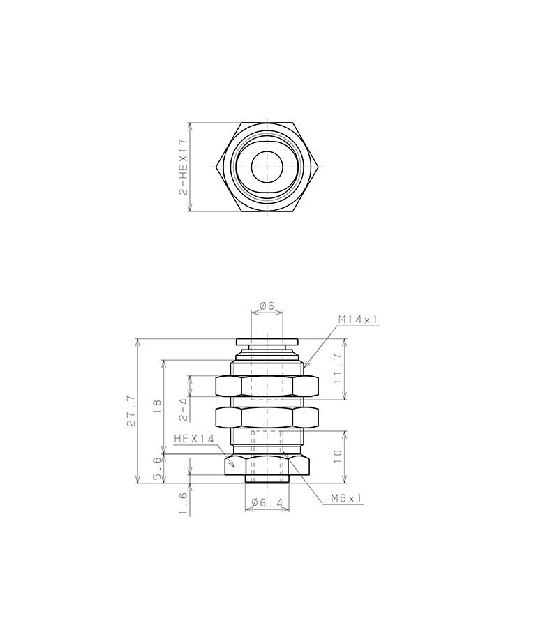 Bộ Nấm Hút Chân Không Và Giá Đỡ, Silicone, O.D 20 mm, Pisco VPA20LBS-6J_drawing