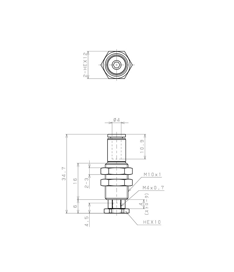 Bộ Nấm Hút Chân Không Và Giá Đỡ, Cao Su Nitrile - NBR, O.D 6 mm, Pisco VPMC6-4LBN-4J_drawing