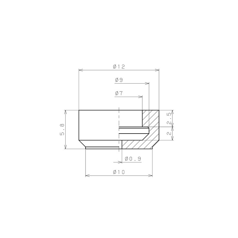 Đầu Nấm Hút Chân Không, Silicone, O.D 10 mm, Pisco VP10FS_drawing