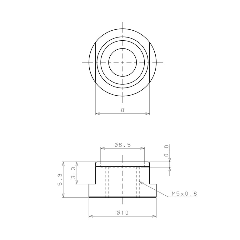 Bộ Nấm Hút Chân Không Và Giá Đỡ, PEEK Dẫn Điện, O.D 10 mm, Pisco VP10QKE_drawing