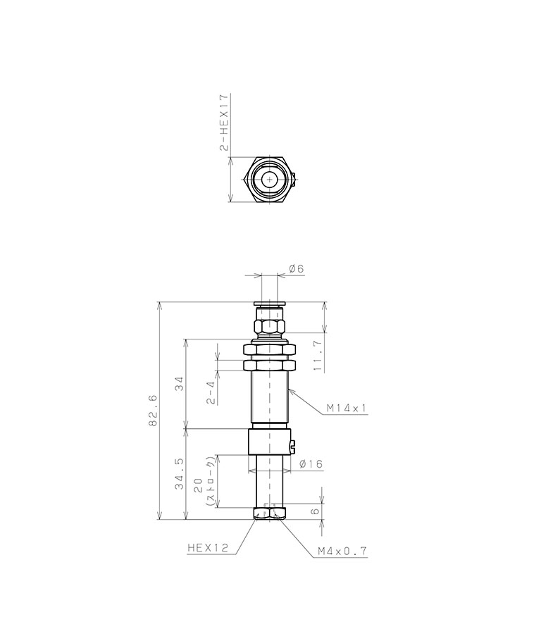 Bộ Nấm Hút Chân Không Và Giá Đỡ, Nitrile, O.D 10 mm, Pisco VPC10-20BN-6J_drawing