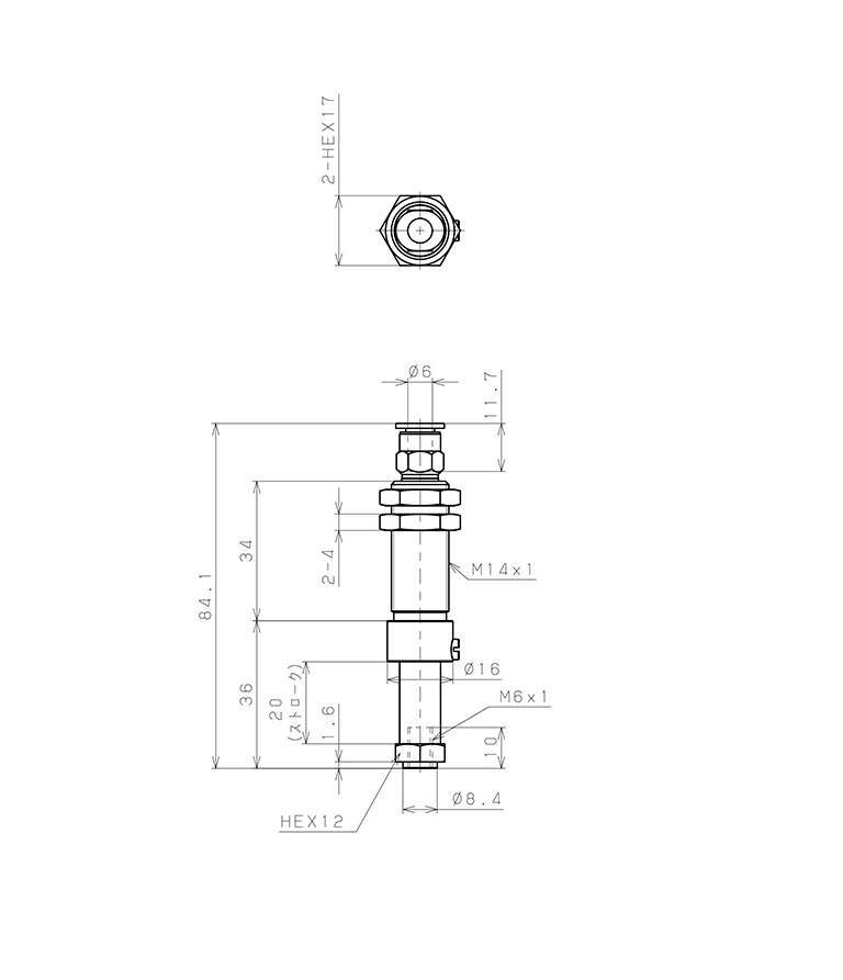 Bộ Nấm Hút Chân Không Và Giá Đỡ, Nitrile, O.D 30 mm, Pisco VPC30-20BN-6J_drawing