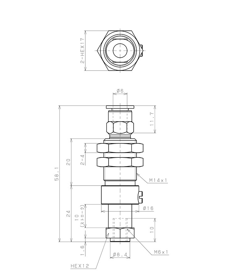 Bộ Nấm Hút Chân Không Và Giá Đỡ, Silicone, O.D 30 mm, Pisco VPC30-10BS-6J_drawing