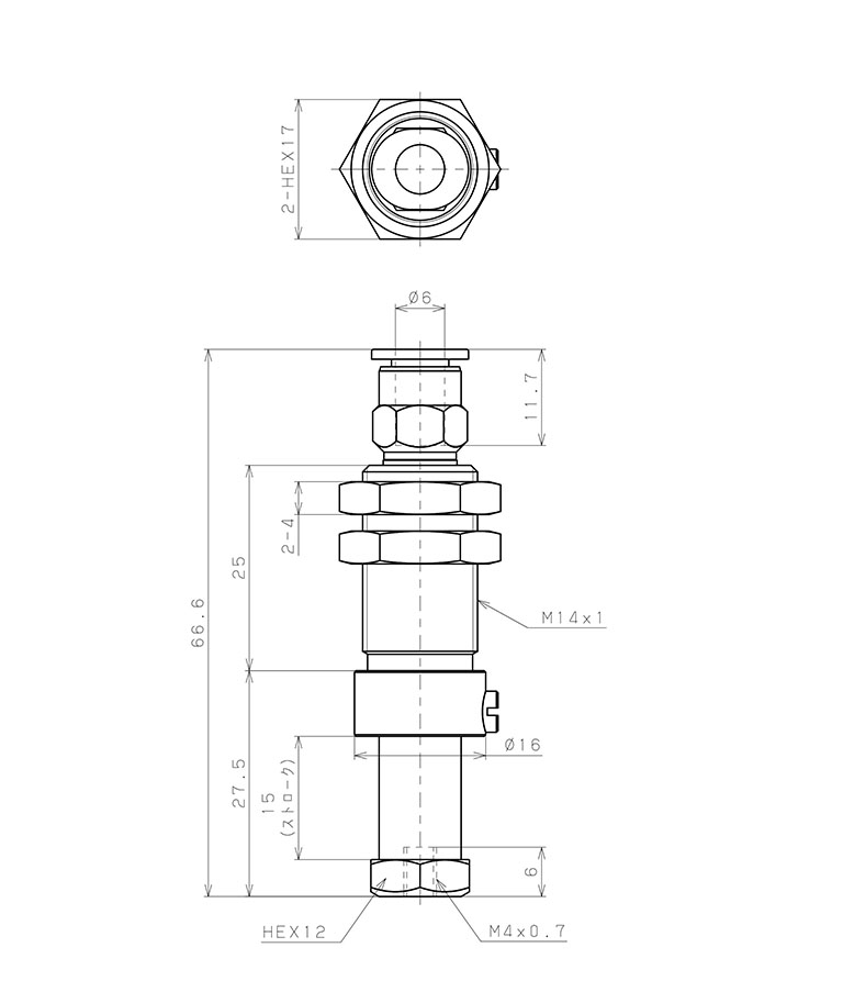 Bộ Nấm Hút Chân Không Và Giá Đỡ, Nitrile, O.D 15 mm, Pisco VPC15-15BN-6J_drawing