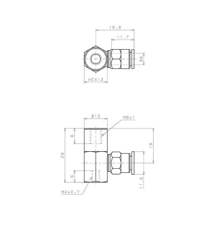 Bộ Nấm Hút Chân Không Và Giá Đỡ, Silicone, O.D 10 mm, Pisco VPB10BS-6J_drawing