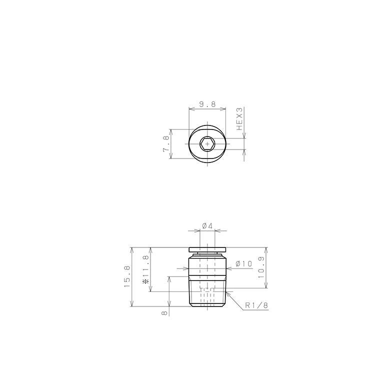 Đầu Nối Nhanh Khí Nén Dạng Thẳng Ren Ngoài Pisco POC4-01MW_drawing