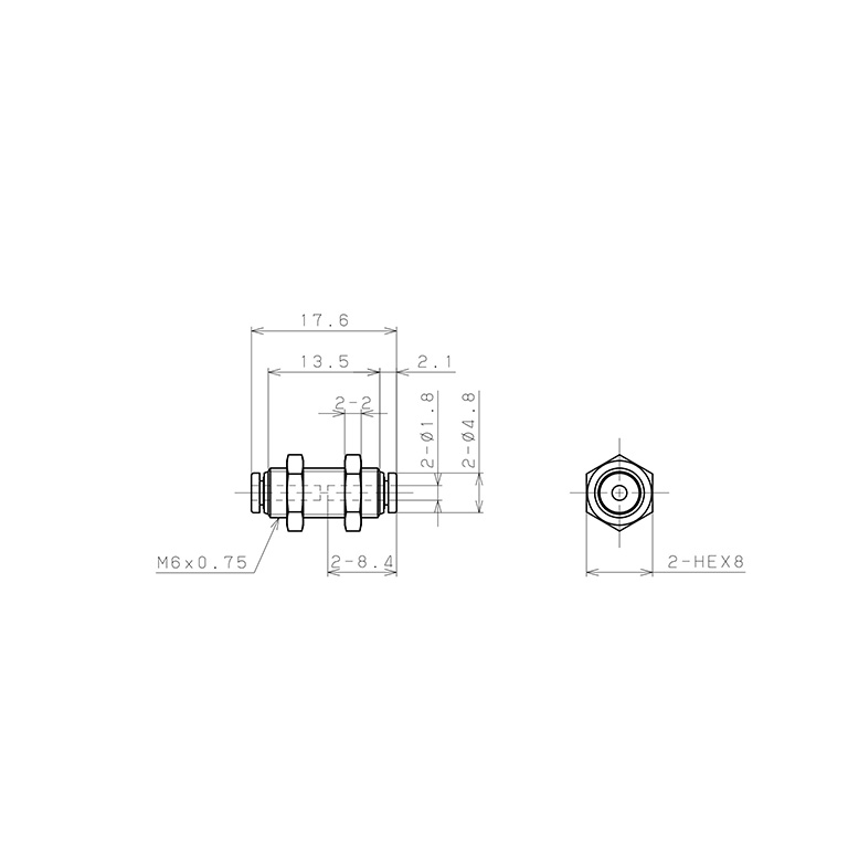 Đầu Nối Nhanh Khí Nén Dạng Thẳng Ren Ngoài Lắp Kẹp Vách Pisco PM180M-C_drawing