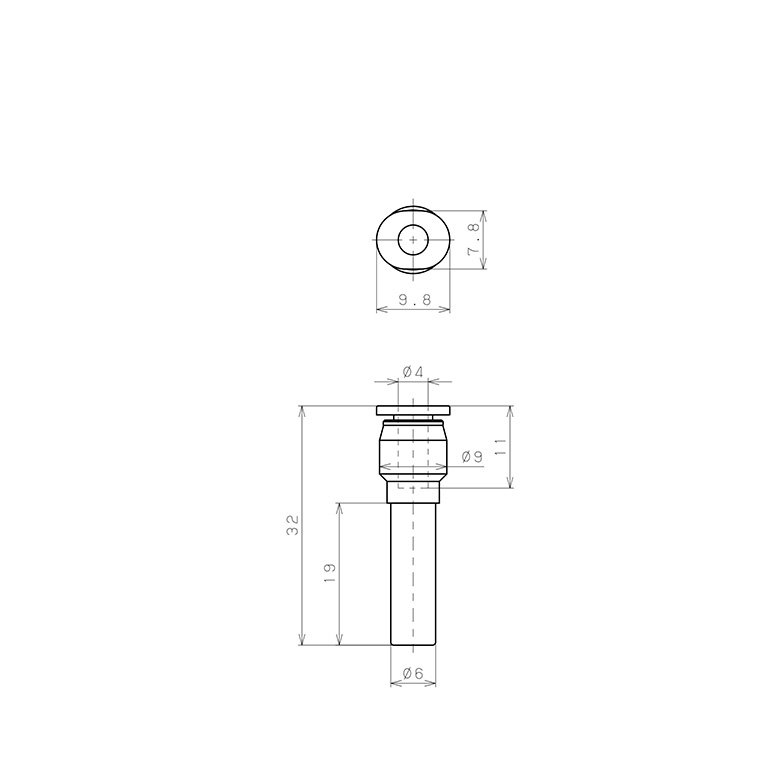 Đầu Nối Nhanh Khí Nén Giữa Ống Khí Và Fitting Dạng Nối Giảm Pisco PGJ6-4M-C_drawing