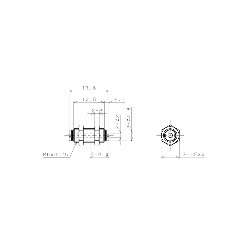Đầu Nối Nhanh Khí Nén Dạng Thẳng Ren Ngoài Lắp Kẹp Vách Pisco PM2MW-C_drawing