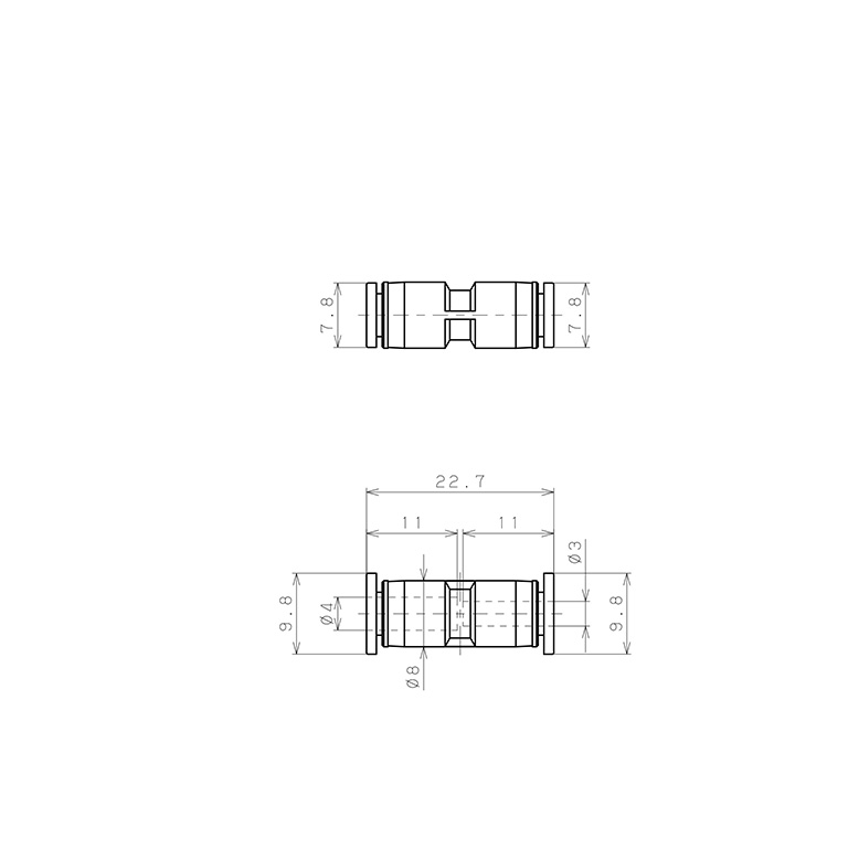 Đầu Nối Nhanh Khí Nén Dạng Nối Giảm Pisco PG4-3M_drawing