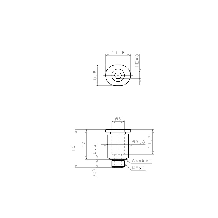 Đầu Nối Nhanh Khí Nén Dạng Thẳng Ren Ngoài Pisco POC6-M6M-C_drawing