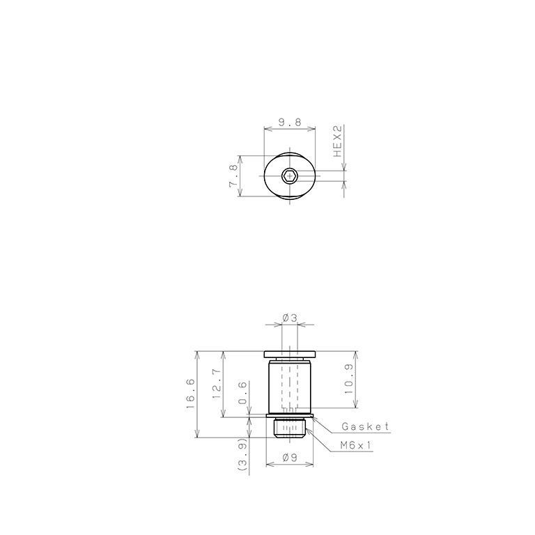 Đầu Nối Nhanh Khí Nén Dạng Thẳng Ren Ngoài Pisco POC3-M6MW_drawing