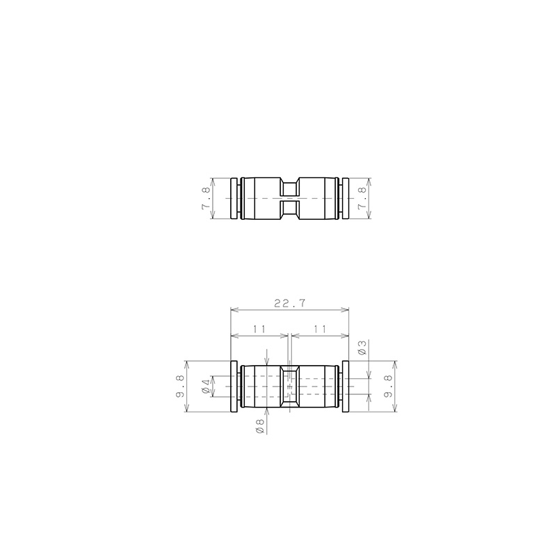 Đầu Nối Nhanh Khí Nén Dạng Nối Giẩm Pisco PG4-3MW-C_drawing