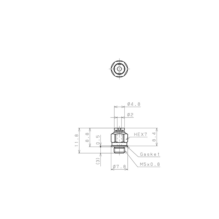 Đầu Nối Nhanh Khí Nén Dạng Thẳng Thân Lục Giác Ren Ngoài Pisco PC2-M5M_drawing