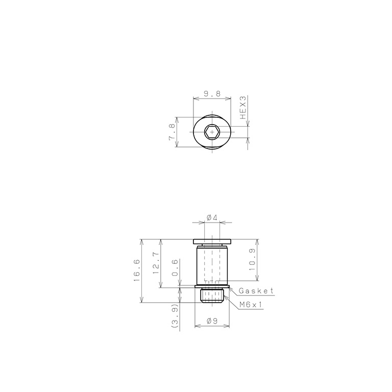 Đầu Nối Nhanh Khí Nén Dạng Thẳng Ren Ngoài Pisco POC4-M6MW_drawing