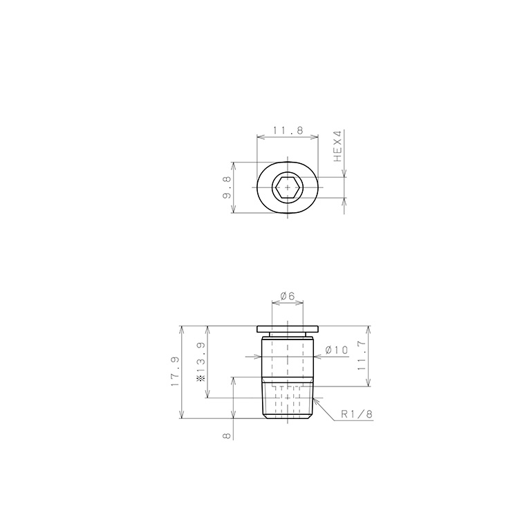 Đầu Nối Nhanh Khí Nén Dạng Thẳng Ren Ngoài Pisco POC6-01M_drawing