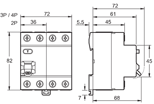 Aptomat Chống Giật 40A Ez9R66440 Schneider_drawing