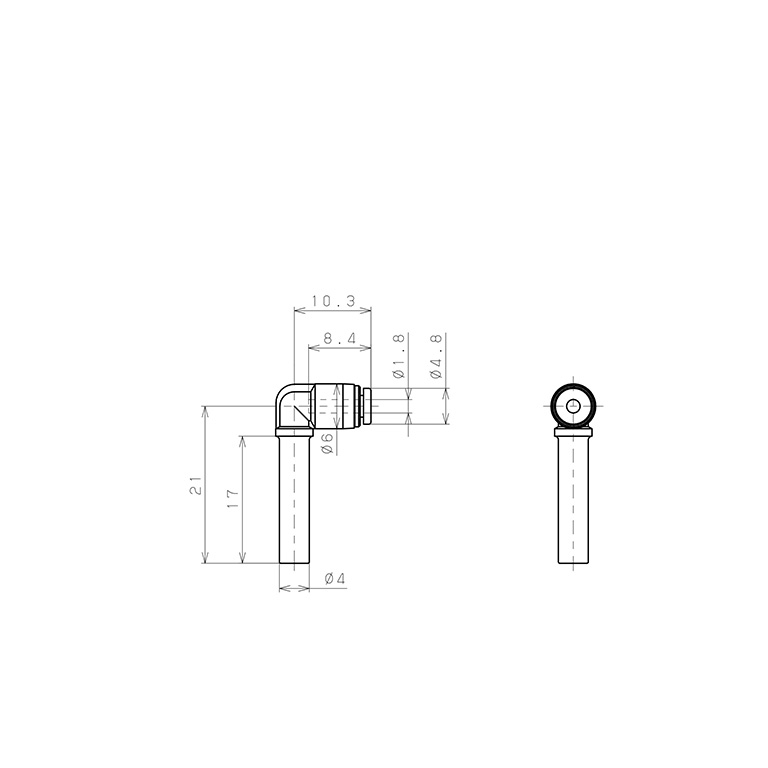 Đầu Nối Nhanh Khí Nén Giữa Ống Khí Và Fitting Dạng Nối Giảm Cong 90° Pisco PLGJ4-180M_drawing