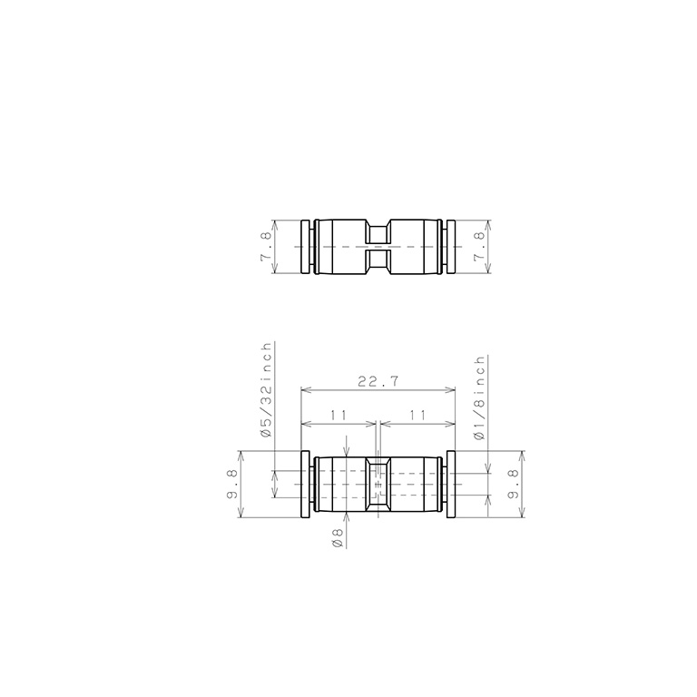 Đầu Nối Nhanh Khí Nén Dạng Nối Giẩm Pisco PG5/32-1/8M-C_drawing