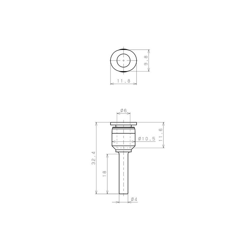 Đầu Nối Nhanh Khí Nén Giữa Ống Khí Và Fitting Dạng Nối Giảm Pisco PGJ4-6MW-C_drawing