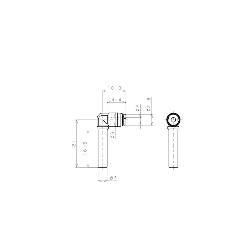 Đầu Nối Nhanh Khí Nén Giữa Ống Khí Và Fitting Dạng Nối Giảm Cong 90° Pisco PLGJ4-2MW_drawing