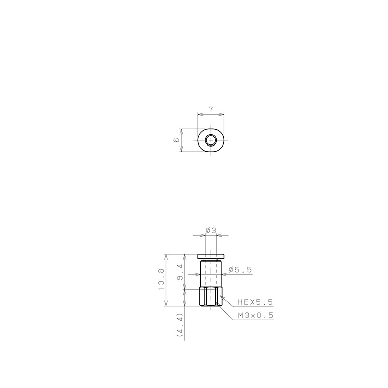 Đầu Nối Nhanh Khí Nén Dạng Thẳng Ren Trong Pisco PCF3-M3MW_drawing