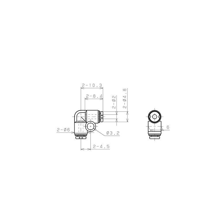 Đầu Nối Nhanh Khí Nén Cong 90° Pisco PV2MW-C_drawing