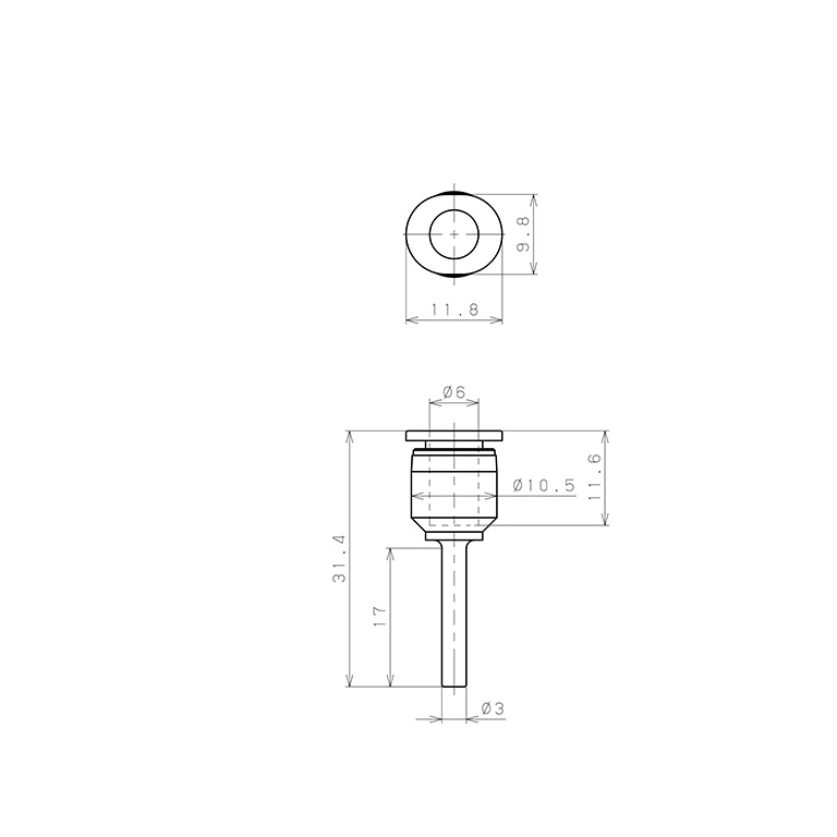 Đầu Nối Nhanh Khí Nén Giữa Ống Khí Và Fitting Dạng Nối Giảm Pisco PGJ3-6M-C_drawing