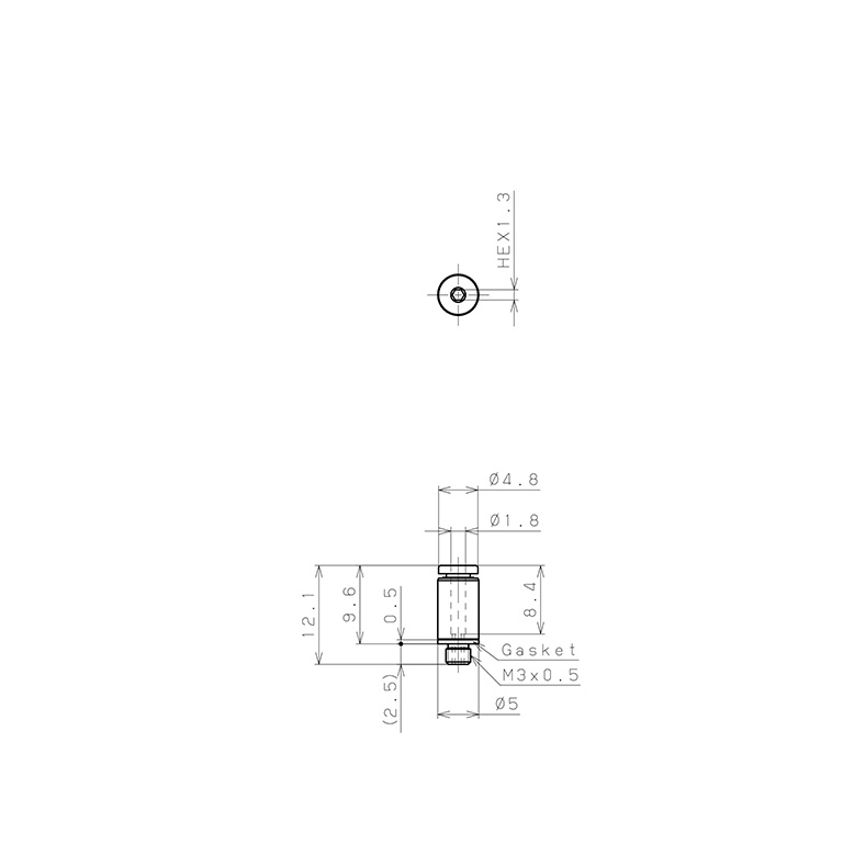 Đầu Nối Nhanh Khí Nén Dạng Thẳng Ren Ngoài Pisco POC180-M3MW_drawing