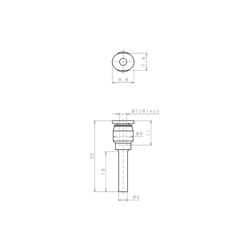 Đầu Nối Nhanh Khí Nén Giữa Ống Khí Và Fitting Dạng Nối Giảm Pisco PGJ4-1/8M-C_drawing