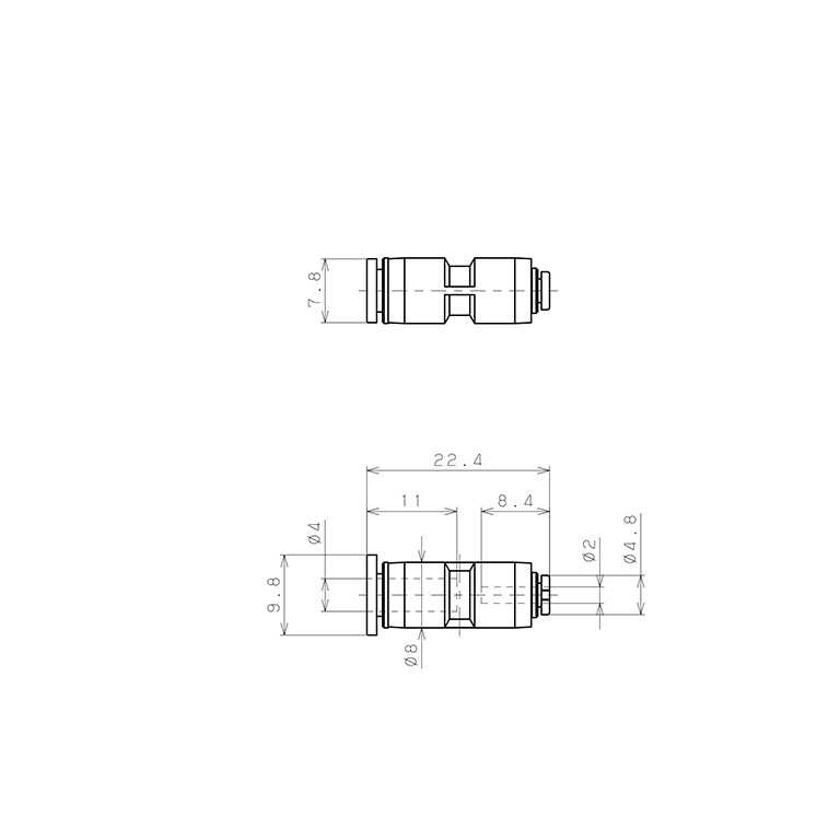 Đầu Nối Nhanh Khí Nén Dạng Nối Giẩm Pisco PG4-2MW-C_drawing